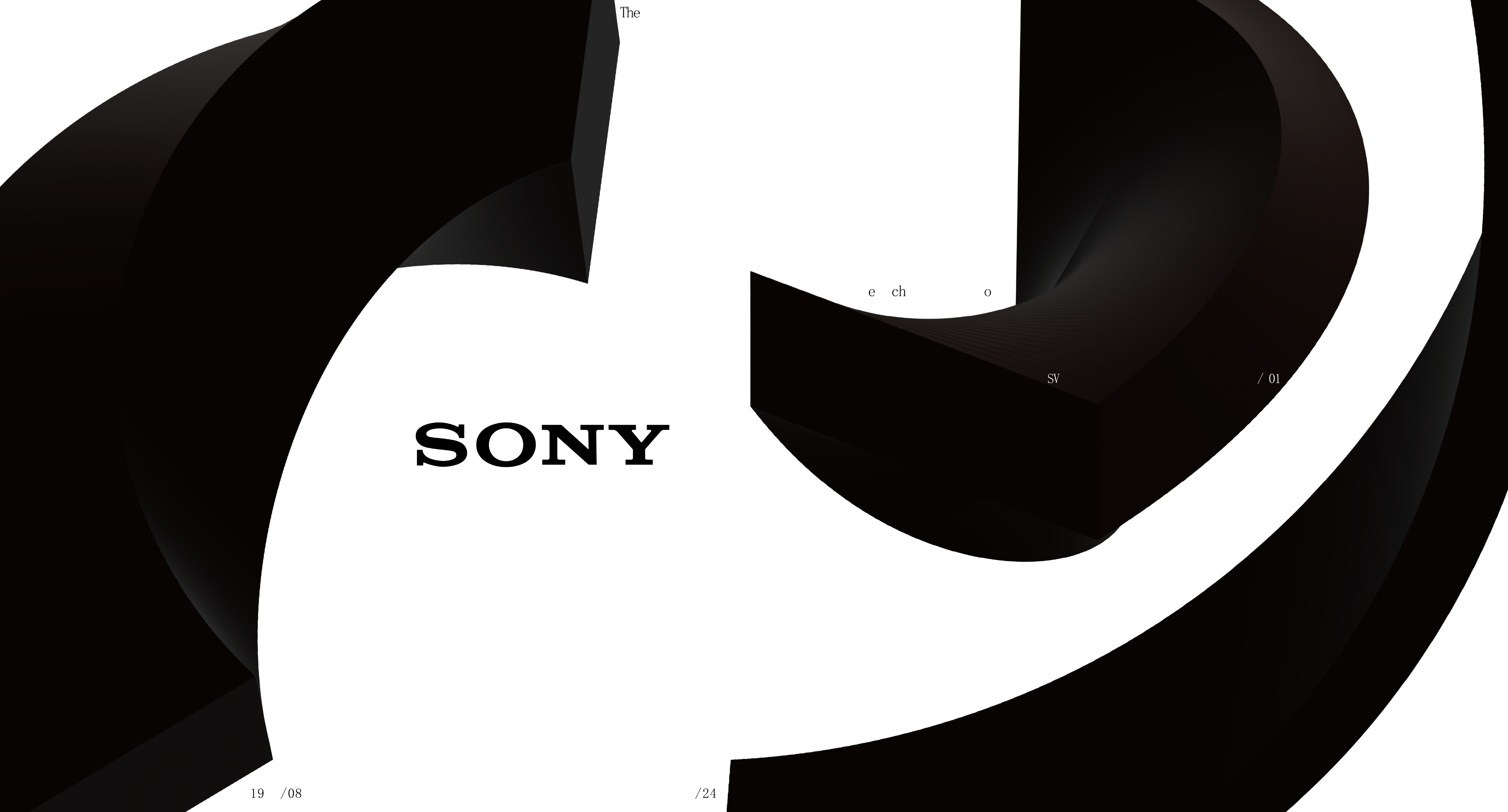 Close-up of the curved black surface and widely spaced echo lettering